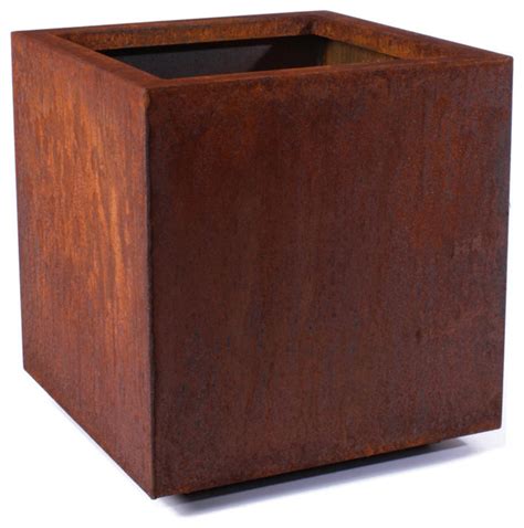 veradek metallic series corten steel medium long box planter|veradek metallic series cube planter.